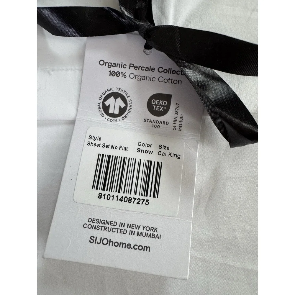 Doz by Sijo Organic Cotton Percale Sheet Set Cal King Snow (No Flat Sheet) NWT